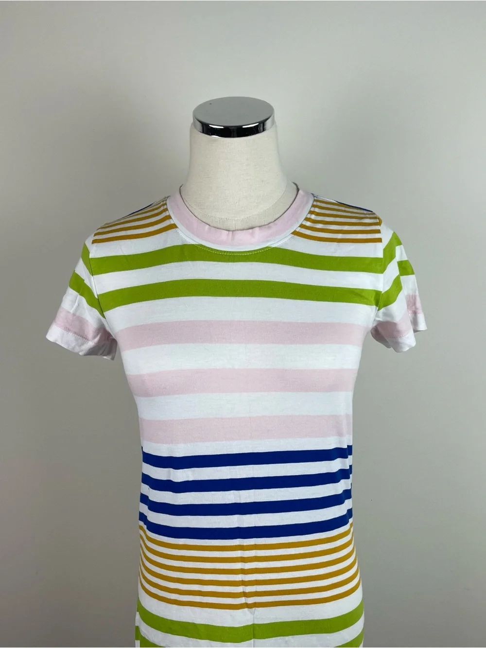 J. Crew White Blue Pink Orange Stripe Long Bodycon Maxi Dress Women XXS